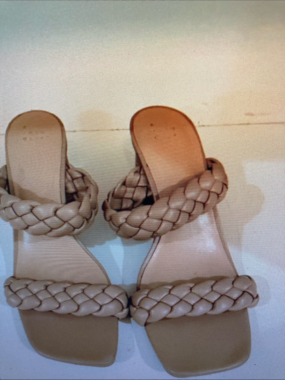 Women’s Braided Double-Strap Slide Sandals in Taupe